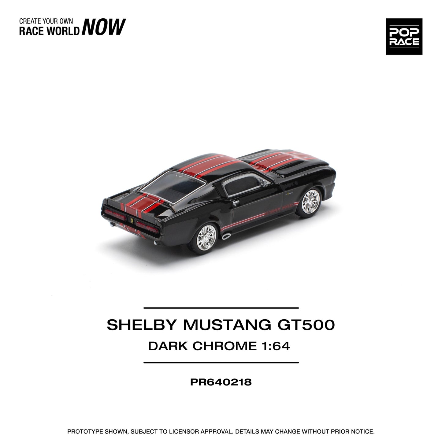 Pop Race - Pre-Order - Shelby Mustang GT500, dark chrome/red - PR640218