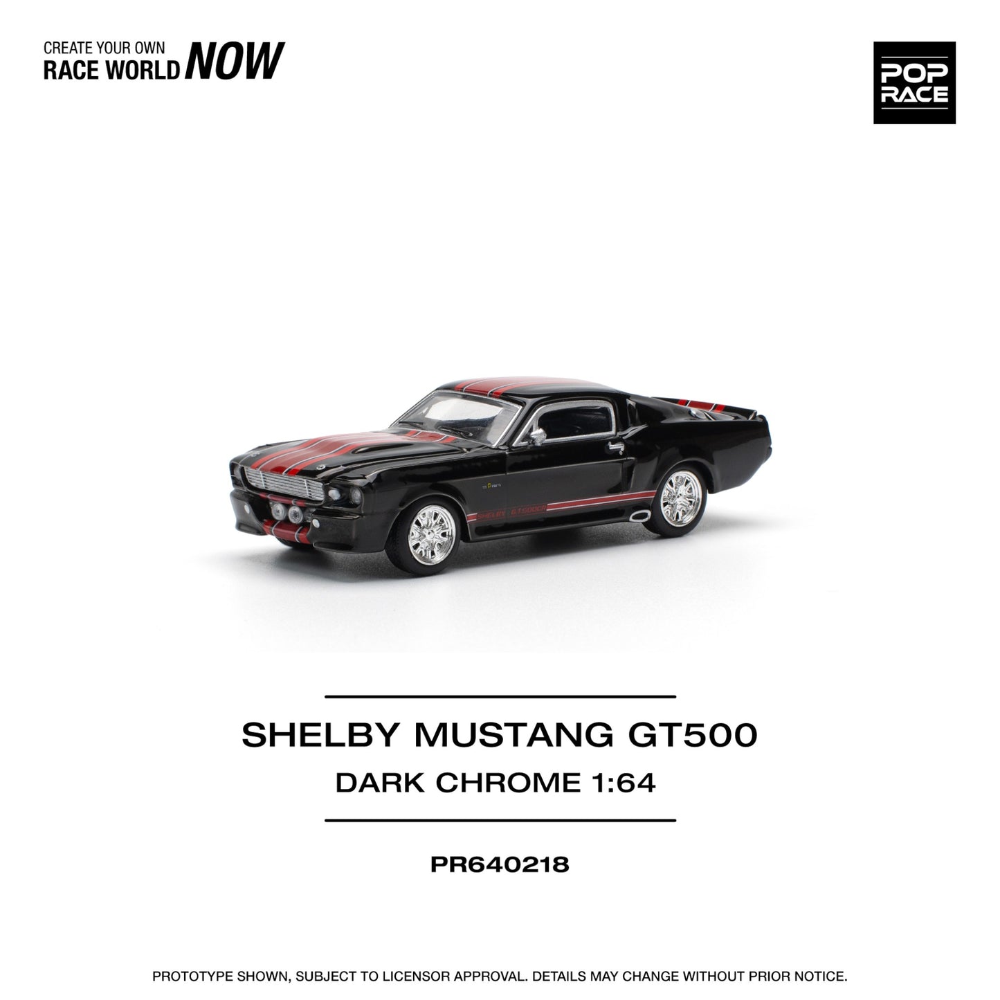 Pop Race - Pre-Order - Shelby Mustang GT500, dark chrome/red - PR640218