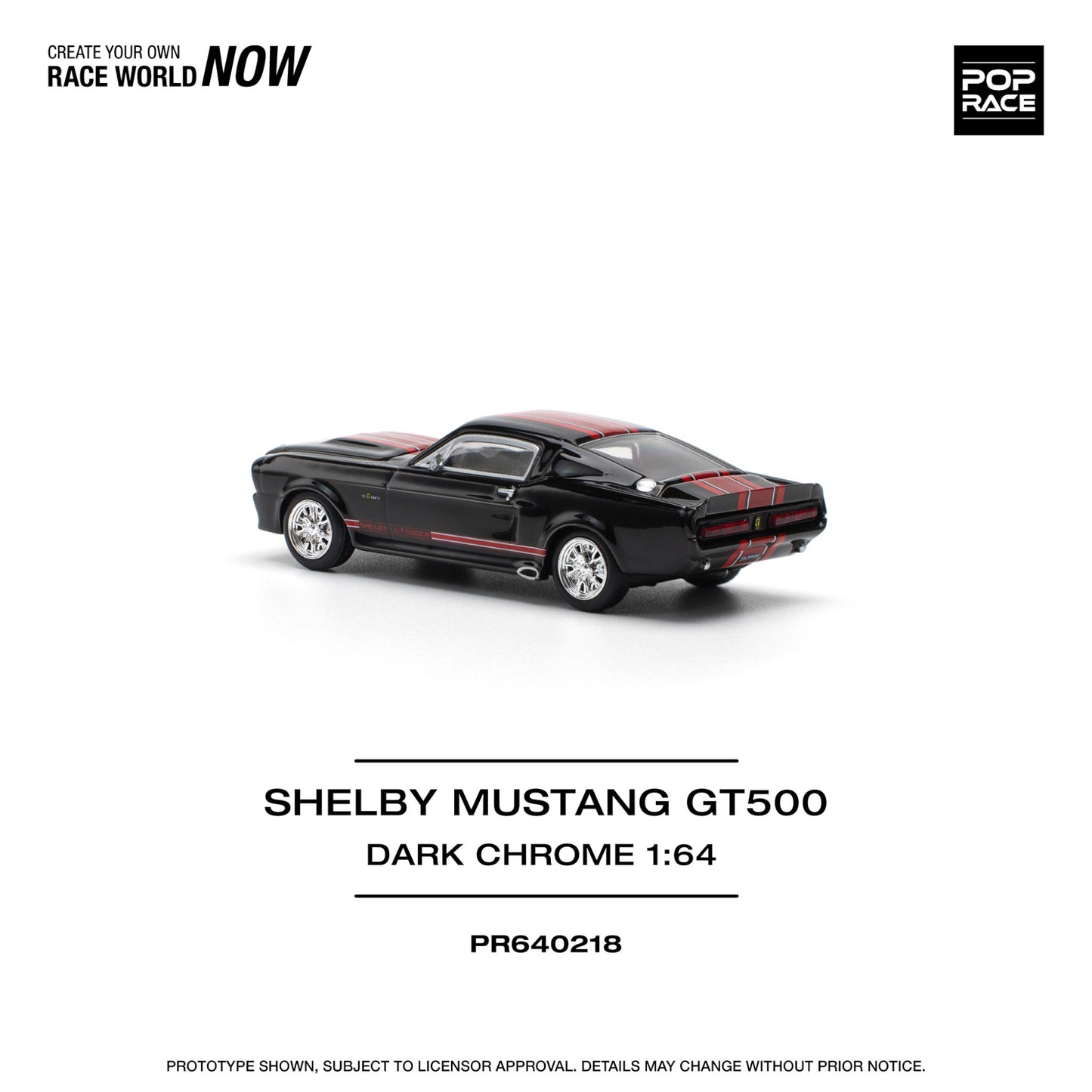 Pop Race - Pre-Order - Shelby Mustang GT500, dark chrome/red - PR640218