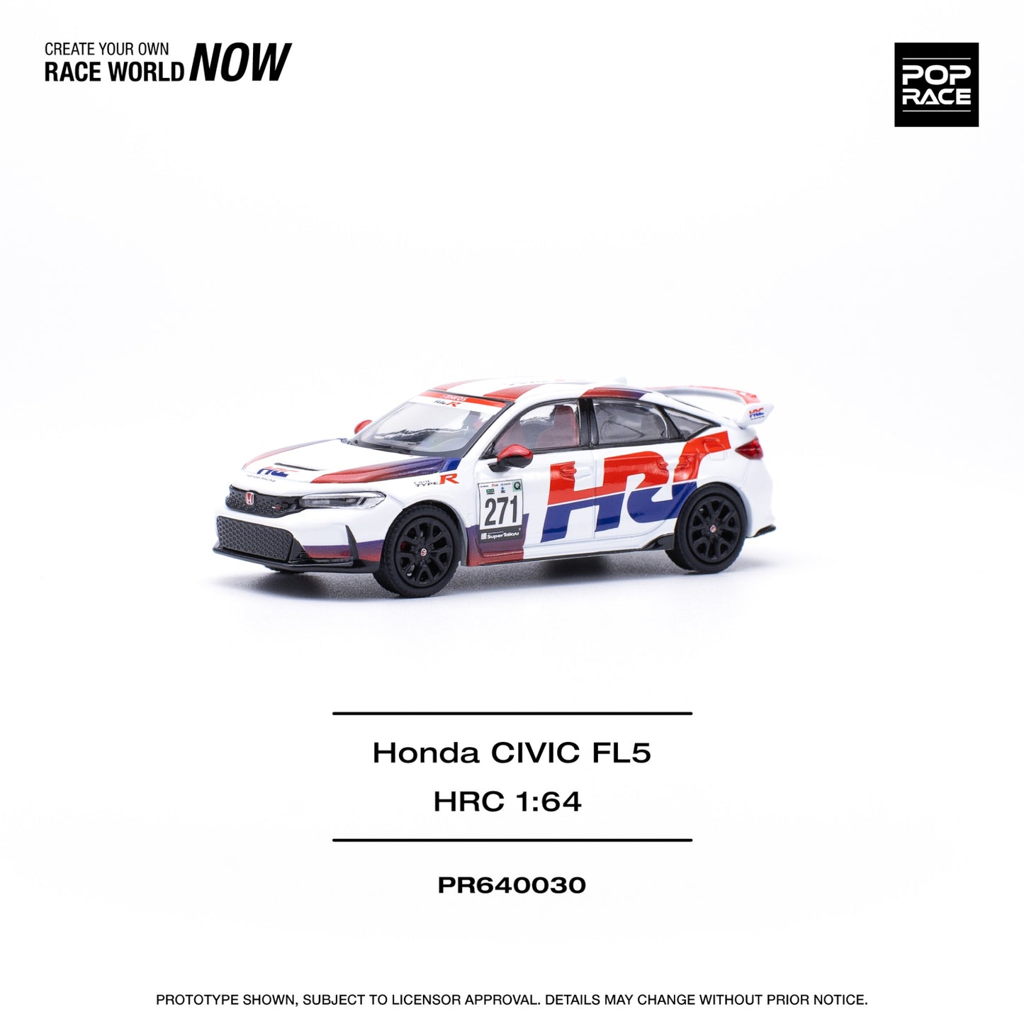 Pop Race - Pre-Order - Honda Civic Type R (FL5) #271, white/red/blue - PR640030