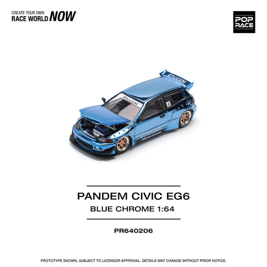 Pop Race - Pre-Order - Pandem Civic EG6, blue chrome - PR640206