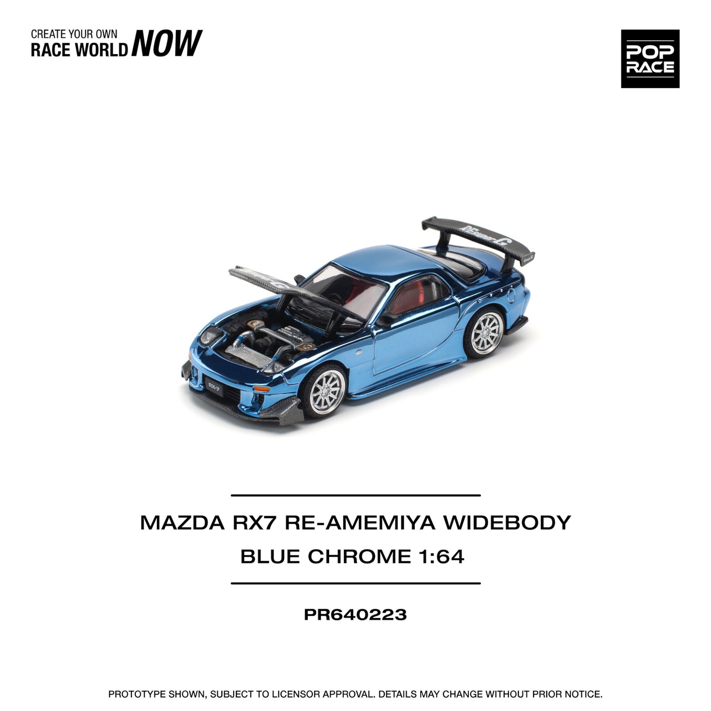 Pop Race - Pre-Order - Mazda RX7 Re-Amemiya Widebody, blue chrome - PR640223