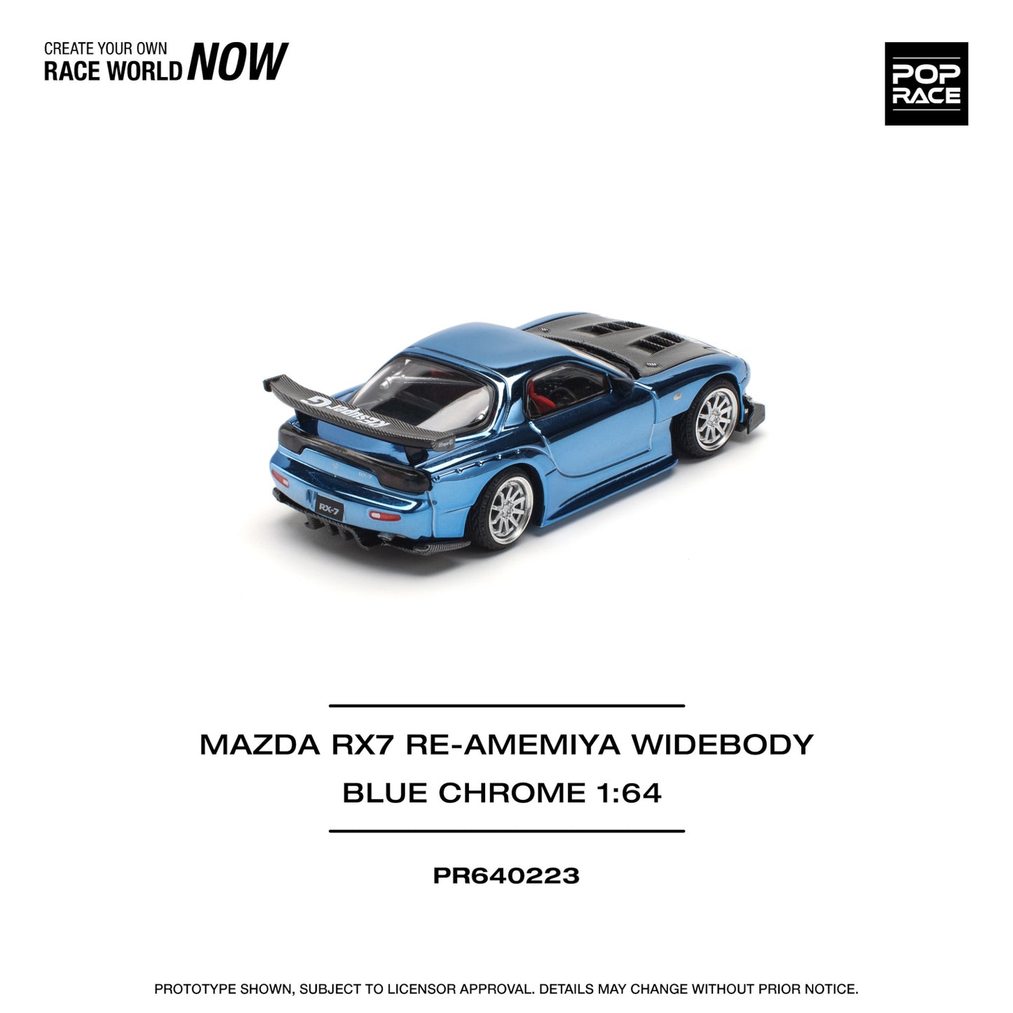 Pop Race - Pre-Order - Mazda RX7 Re-Amemiya Widebody, blue chrome - PR640223