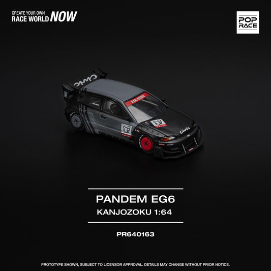 Pop Race - Pre-Order - Pandem Civic EG6 *Kanjozoku*, black/gray/red - PR640163