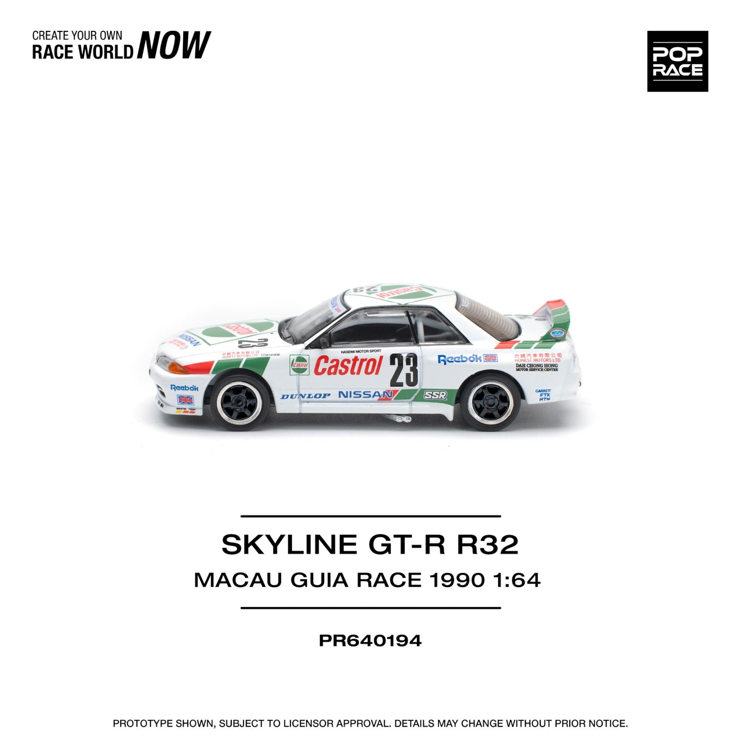 Pop Race - Pre-Order - Skyline GT-R R32 #23 Macau Guia Race 1990 Winner - PR640194