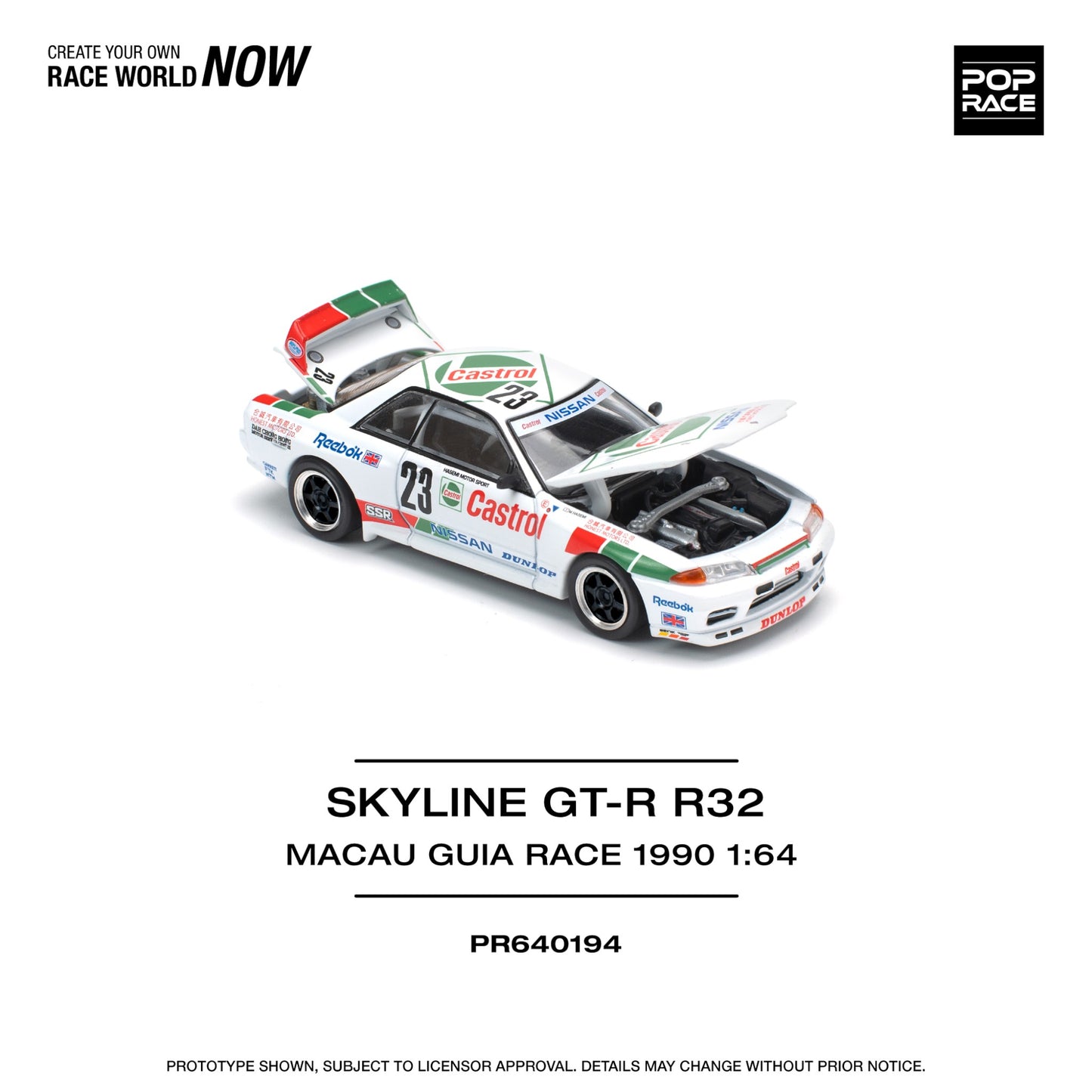 Pop Race - Pre-Order - Skyline GT-R R32 #23 Macau Guia Race 1990 Winner - PR640194