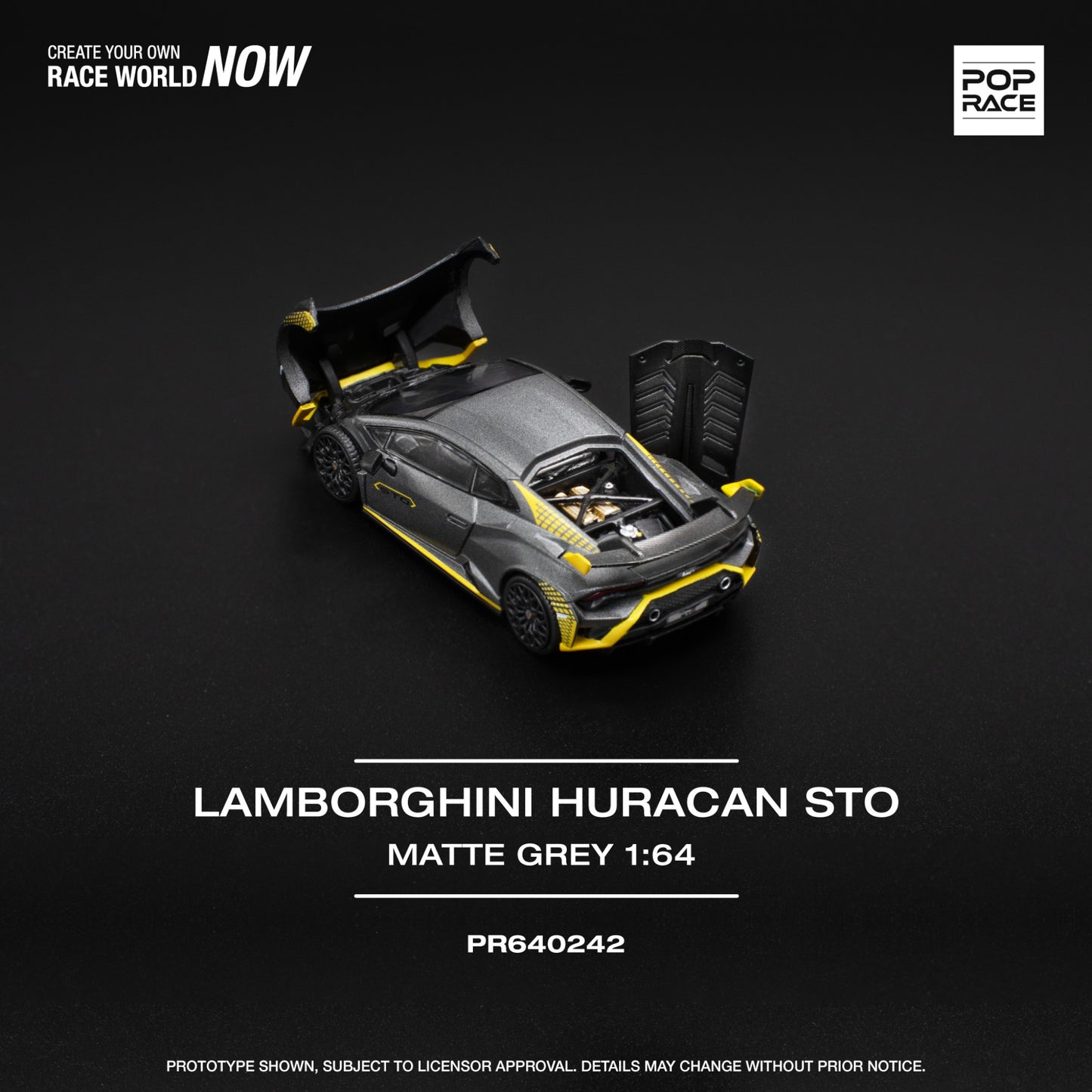 Pop Race - Pre-Order - Lamborghini Huracan STO, matte grey - PR640242