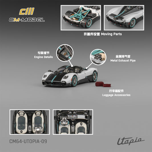 CM Model - Pre-Order - Pagani Utopia Pearl white with Carbon - CM64-Utopia-09 - 1:64