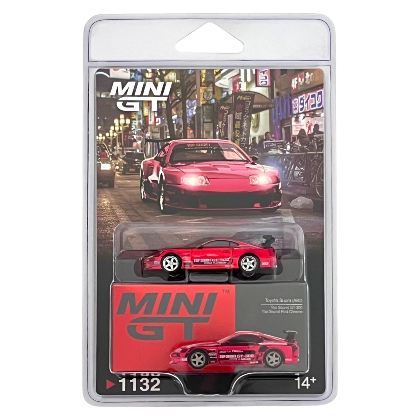 Mini GT - Toyota Supra (A80) Top Secret GT-300 Top Secret Red Chrome - MGT01132-BL (LHD)