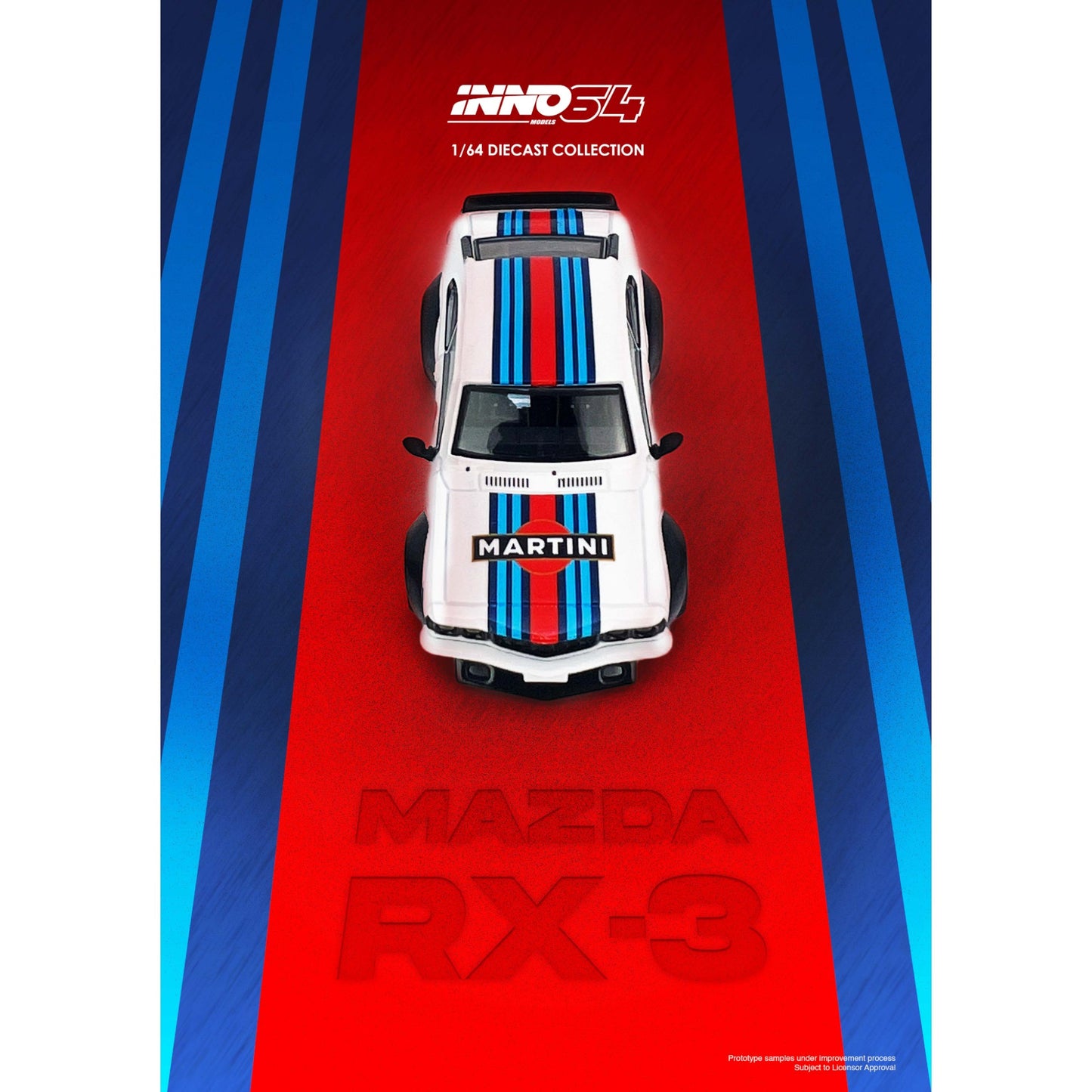 INNO64 - Pre-Order - MAZDA SAVANNA RX3 "MARTINI RACING" Livery - IN64-RX3-MTN