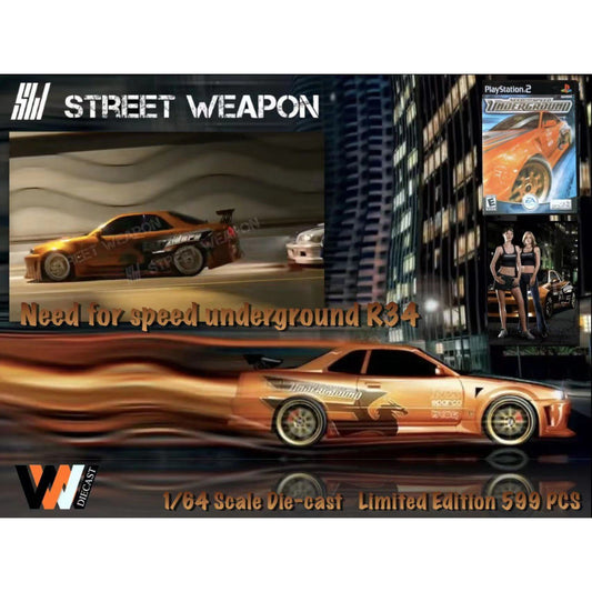 StreetWeapon - Pre-Order - Nissan GT-R (R34) NFS Underground - SW64-R34-NFS