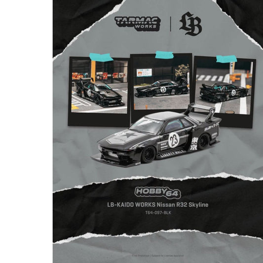 Tarmac Works - Pre-Order - NISSAN SKYLINE (R32) LB - KAIDO WORKS BLACK 2025 - T64-097-BLK