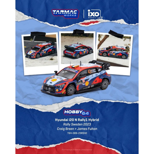 Tarmac Works - Pre-Order - HYUNDAI I20N RALLY1 HYBRID #42 CRAIG BREEN RALLY SWEDEN 2023 - T64-089-23RS42