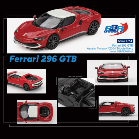 BBR - Pre-Order - FERRARI 296 GTB ASSETO FIORANO F2004 TRIBUTE LIVERY 2024 - BBRFER64041