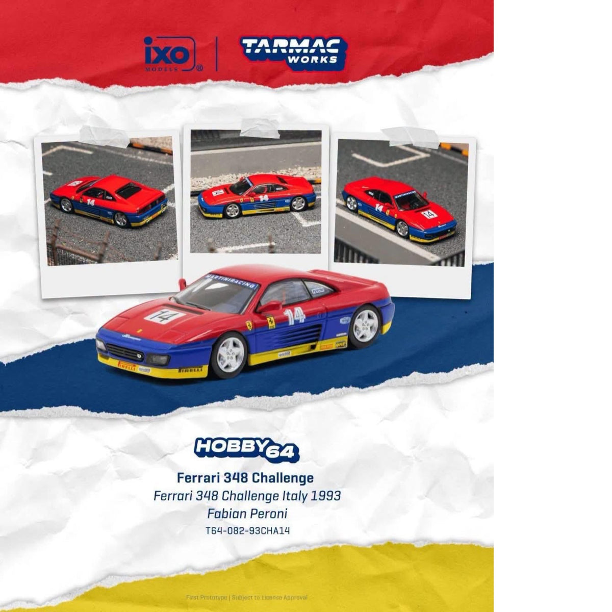 Tarmac Works - Pre-Order - 1993 Ferrari 348 Challenge #14 Fabian Peroni - T64-082-93CHA14