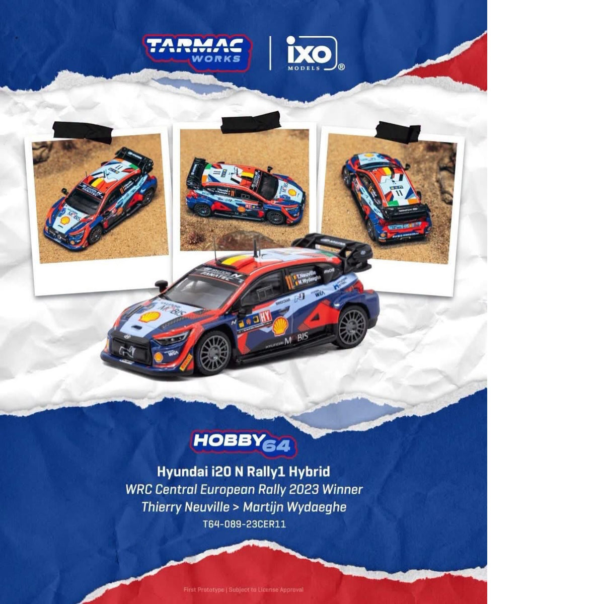 Tarmac Works - Pre-Order - 2023 Hyundai i20N Rally 1 Hybrid #11 Thierry Neuwille - T64-089-23CER11