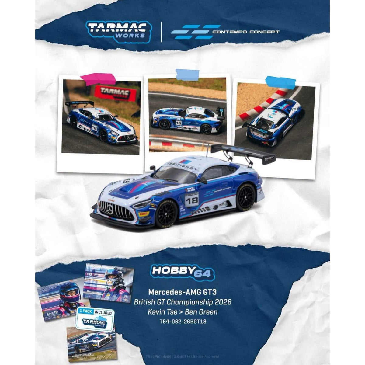 Tarmac Works - Pre-Order - Mercedes-Benz AMG GT GT3 #18 - T64-062-26BGT18