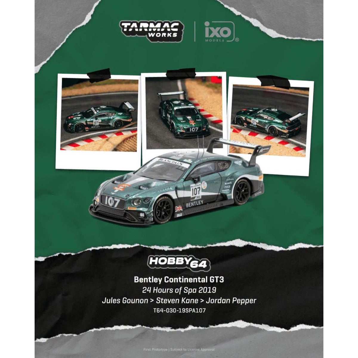 Tarmac Works - Pre-Order - 2019 Bentley Continental GT3 #107 Jules Gounon - T64-030-19SPA107