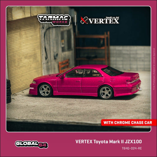 Tarmac Works - Pre-Order - VERTEX Toyota Mark II JZX100 red metallic - T64G-024-RE