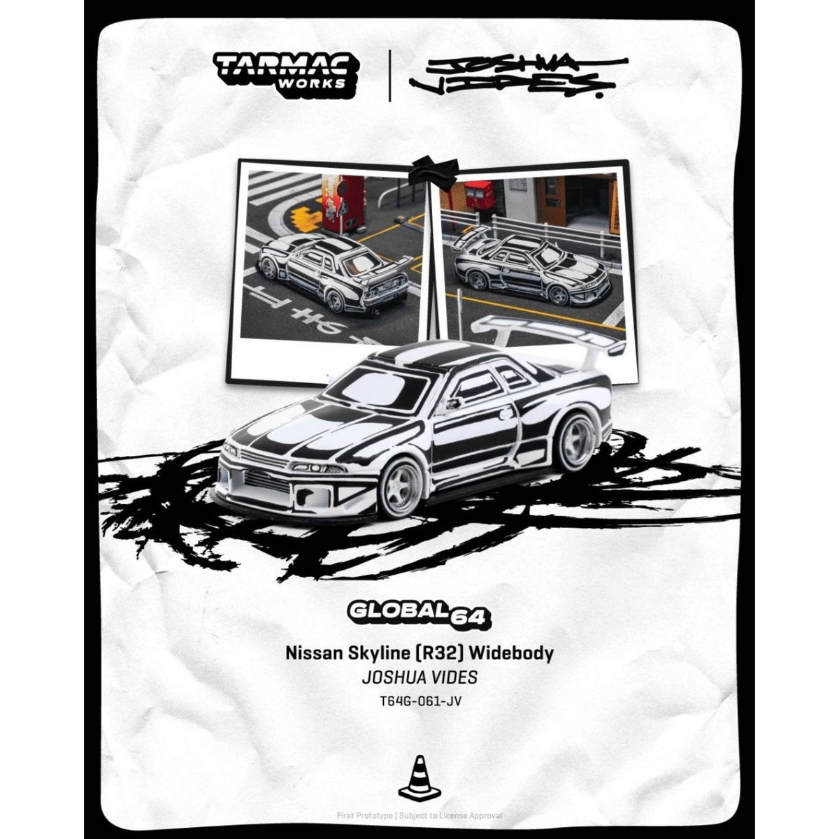 Tarmac Works - Pre-Order - Nissan Skyline (R32) Wideboday, Joshua Vides - T64G-061-JV