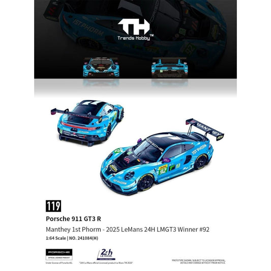 Trends Hobby - Pre-Order - Porsche 911 GT3 R - Manthey 1st Phorm - 2025 LeMans 24H LMGT3 Winner #92 - 241084-H