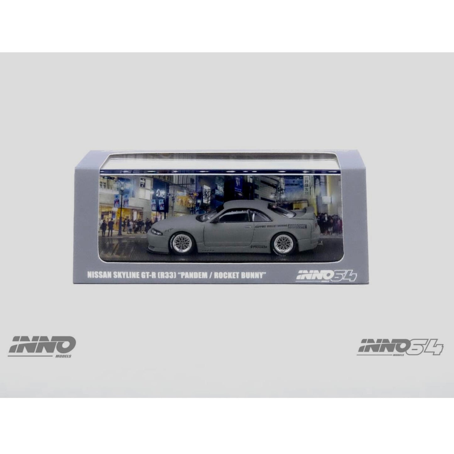 INNO64 - Nissan Skyline GT-R (R33) Pandem Rocket Bunny, cement grey matt - 1:64 - IN64-R33P-CGM