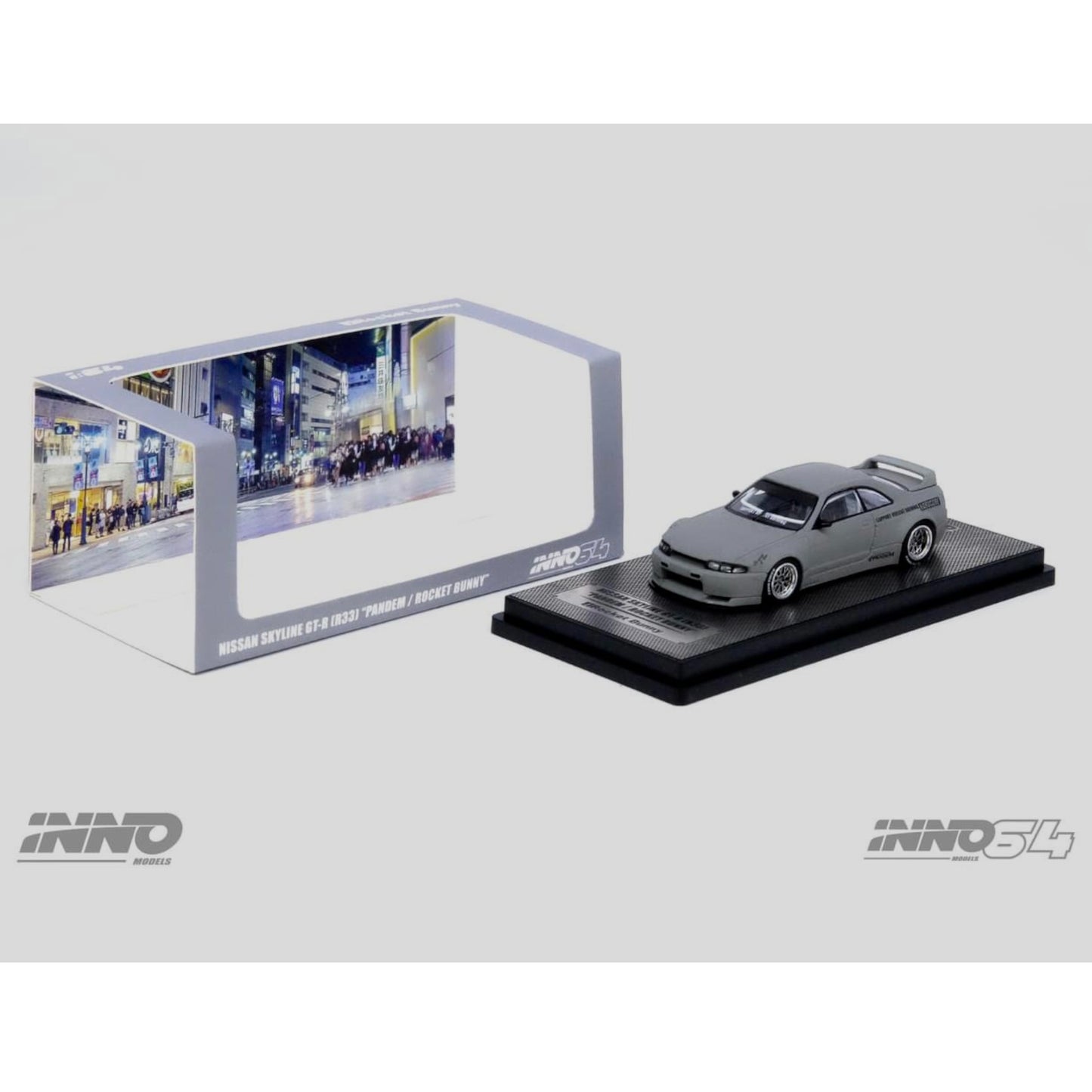 INNO64 - Nissan Skyline GT-R (R33) Pandem Rocket Bunny, cement grey matt - 1:64 - IN64-R33P-CGM