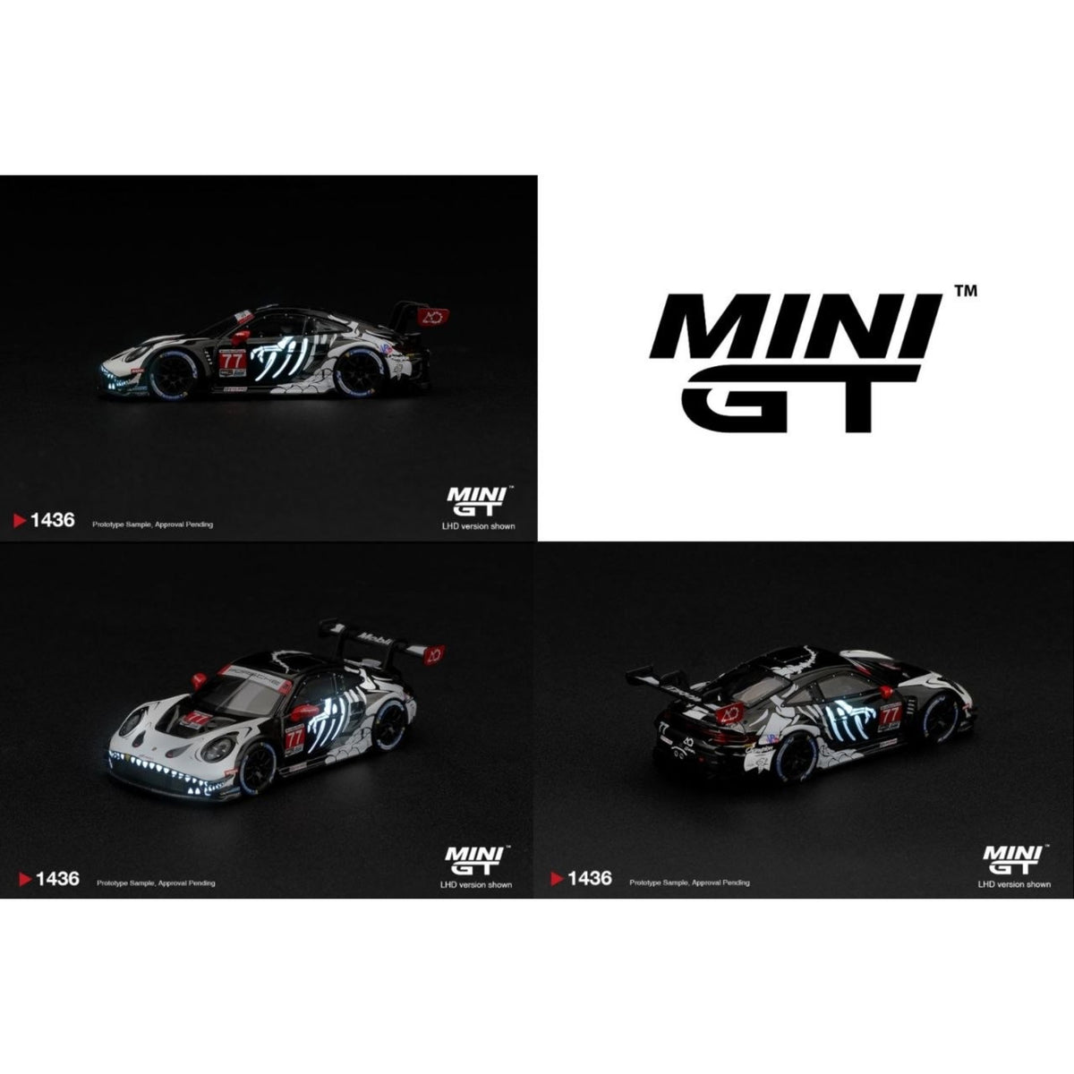Mini GT - Pre-Order - Porsche 911 GT3 R (992) #77 AO Racing "Skeleton Rexy" 2026 IMSA Petit Le Mans - MGT01436 (LHD)