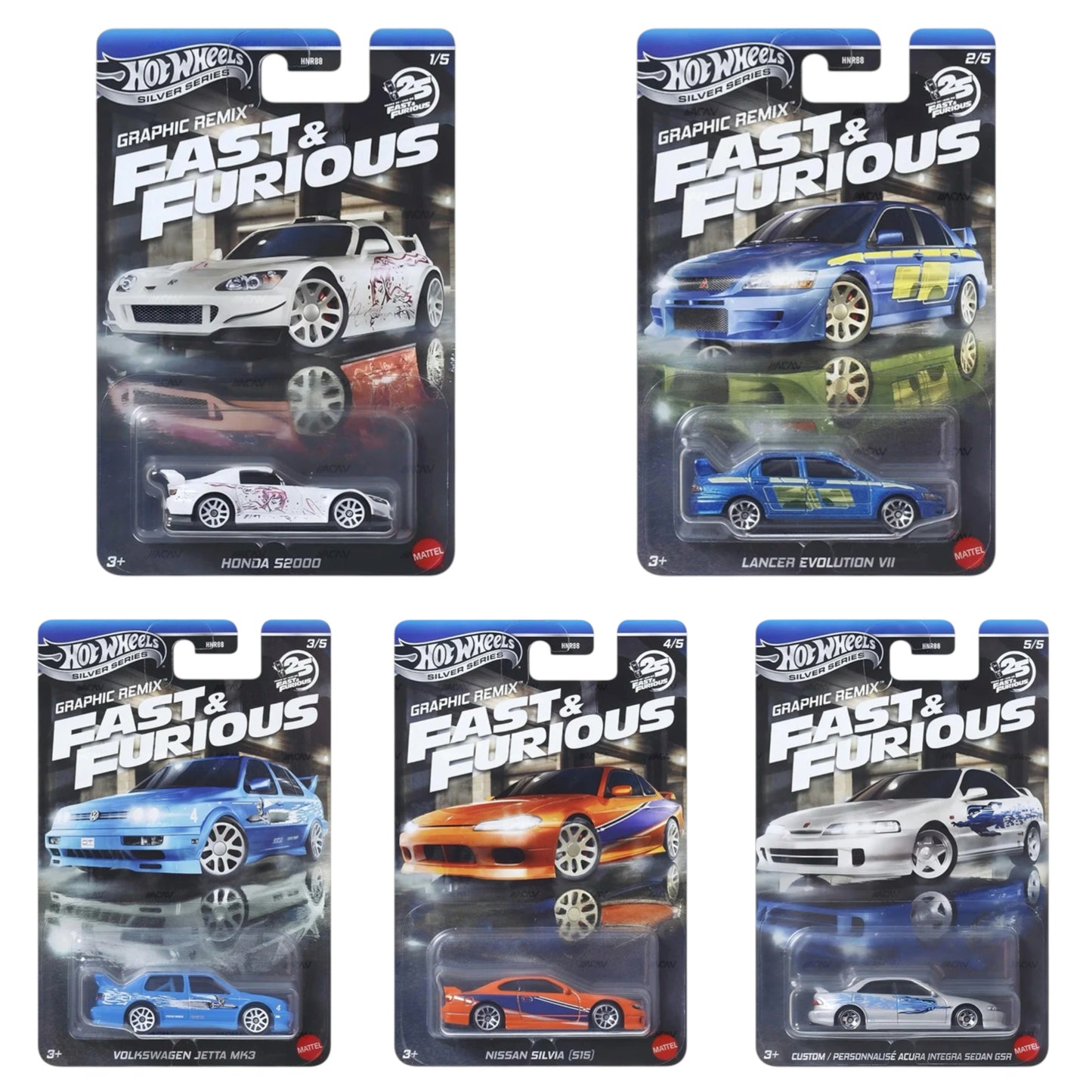 Hot Wheels 2025 - Pre-Order - Fast & Furious Graphic Remix - Set - Mix 4L