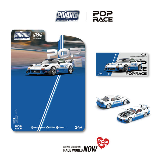Pop Race x Enigma- Pre-Order - MAZDA RX7 (FD3S) BLUE / WHITE - PRE021