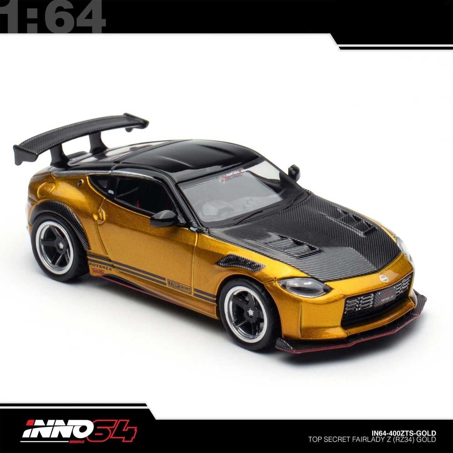 INNO64 - Pre-Order - Fairlady Z RZ34, gold - Top Secret - IN64-400ZTS-GOLD
