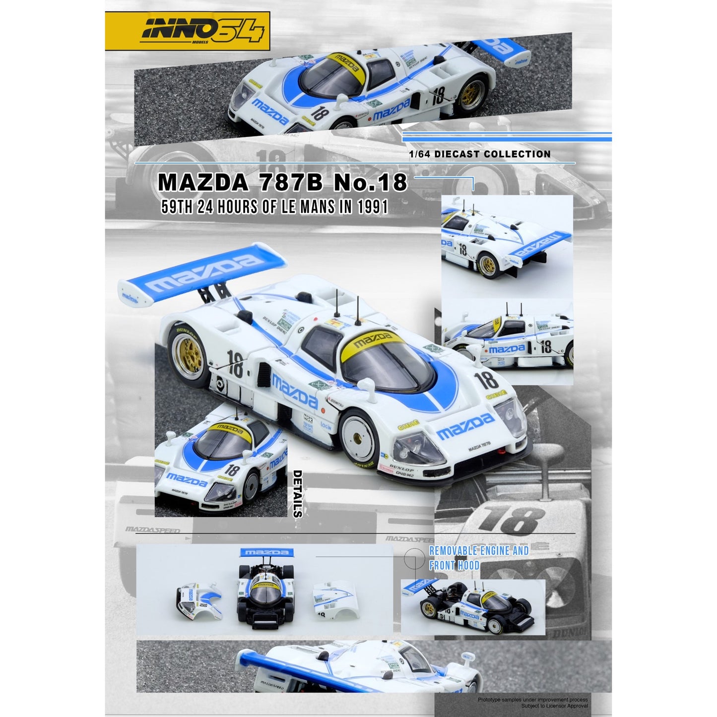 INNO64 - Pre-Order - MAZDA 787B No.18 59th 24 Hours Le Mans 1991 - IN64-787B-18LM91
