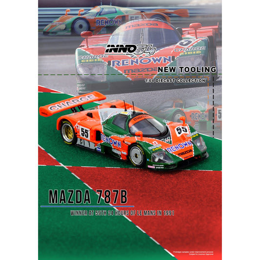 INNO64 - Pre-Order - MAZDA 787B Winner At 24 Hours Le Mans 1991 - IN64-787B-LM91W