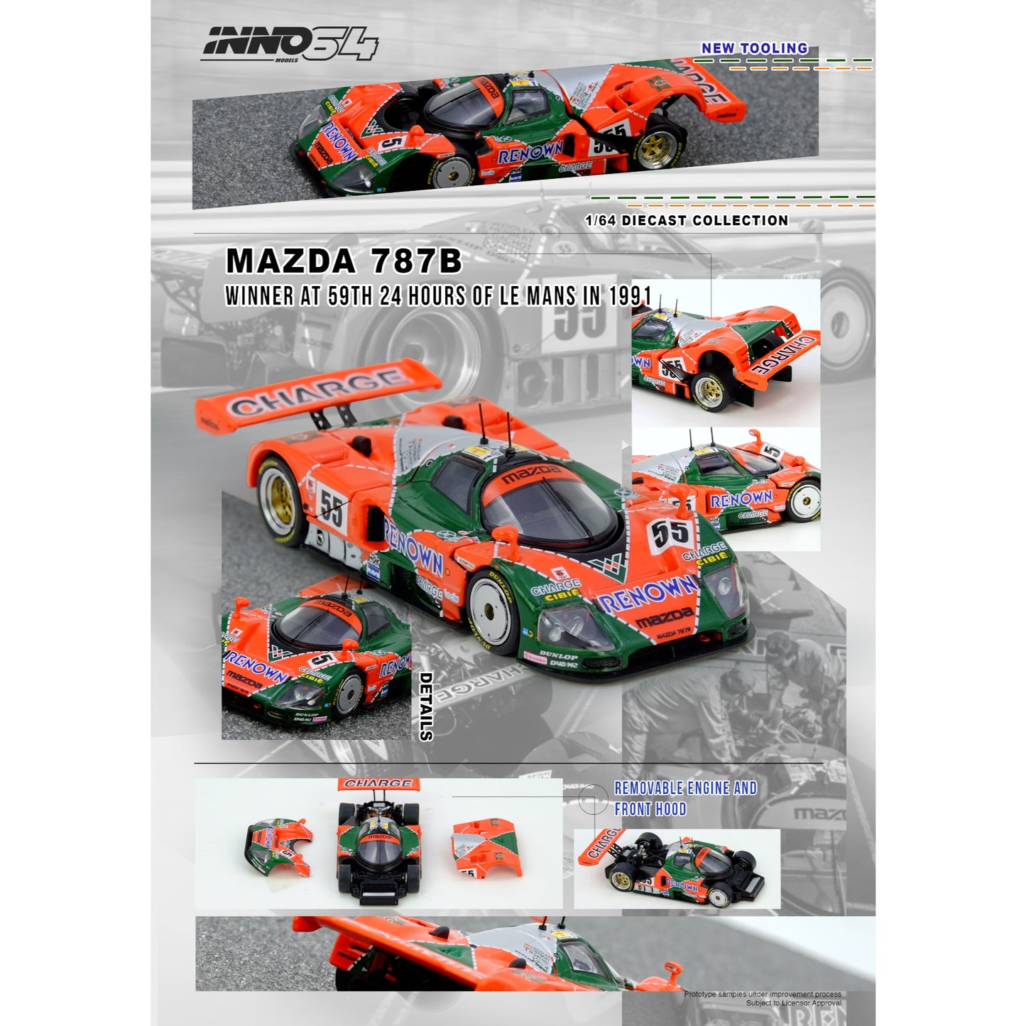 INNO64 - Pre-Order - MAZDA 787B Winner At 24 Hours Le Mans 1991 - IN64-787B-LM91W