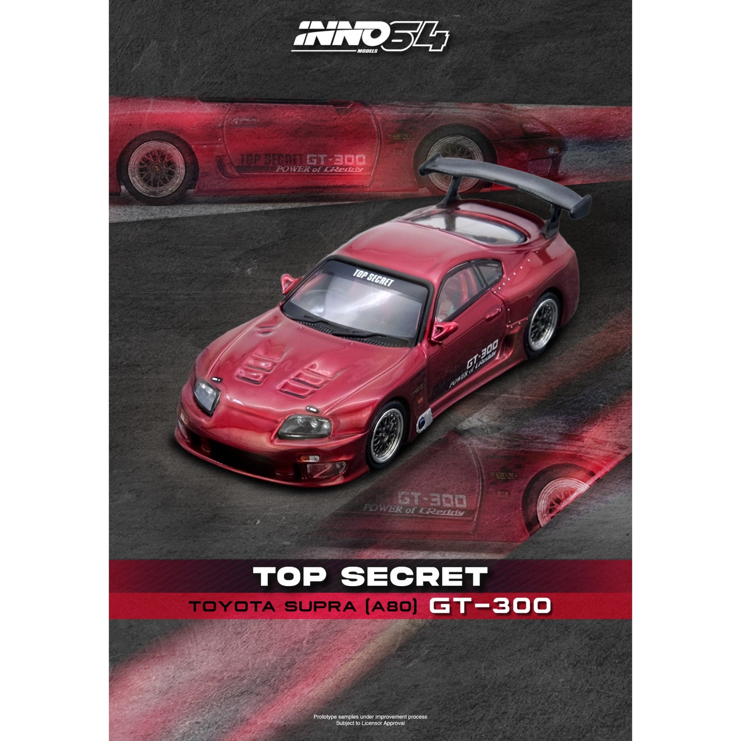 INNO64 - Pre-Order - TOYOTA SUPRA (A80) "TOP SECRET" Red - IN64-A80TS-RED