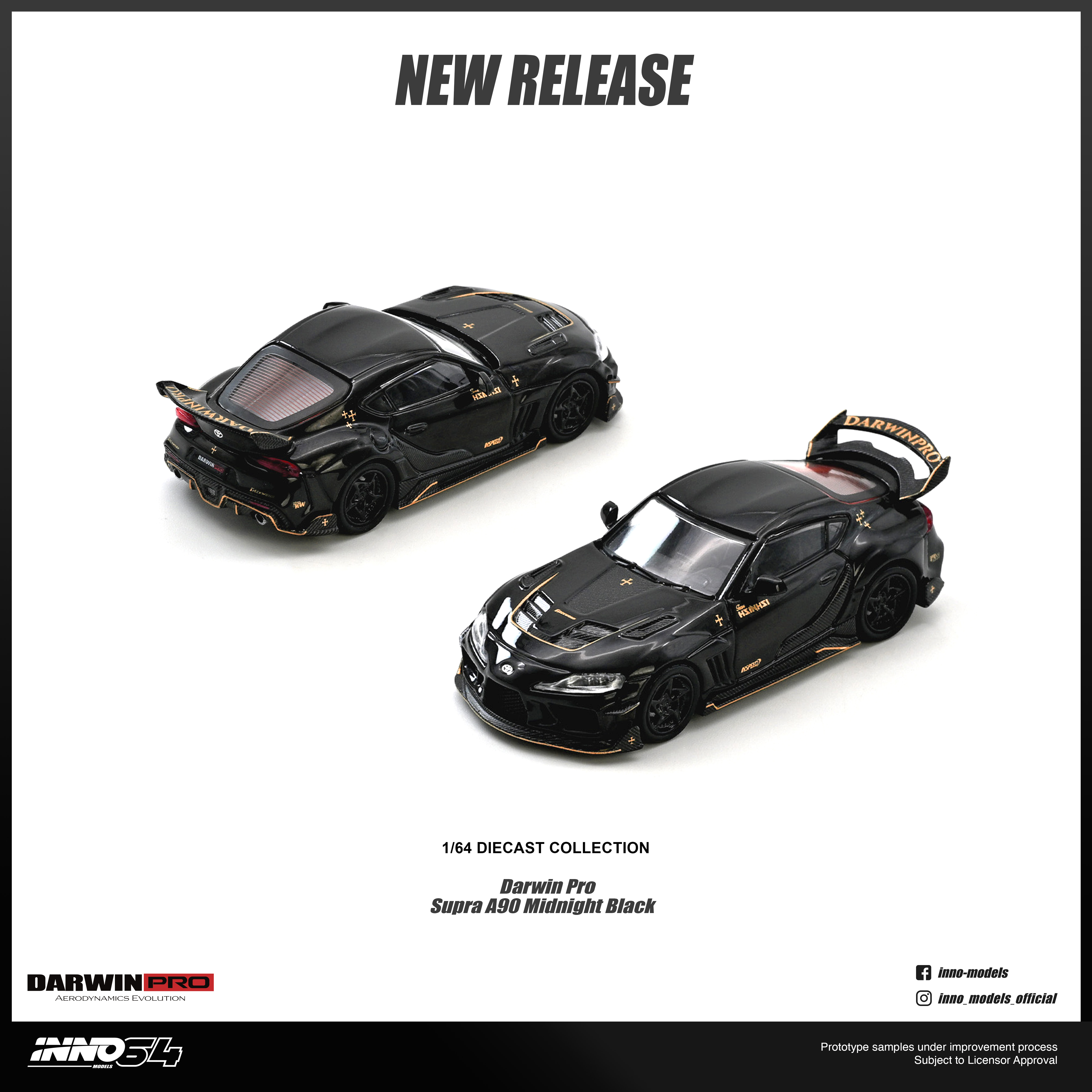 INNO64 - Pre-Order - DARWIN PRO Supra A90 Gloss Black - IN64-A90DP-GBLACK