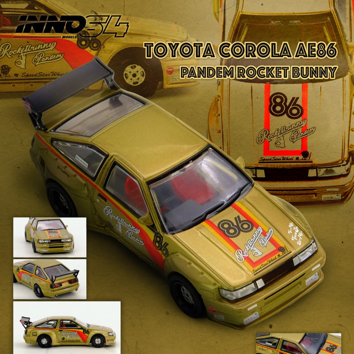 INNO64 - Pre-Order - Toyota Corolla AE86 PANDEM ROCKET BUNNY - IN64-AE86P-GLD