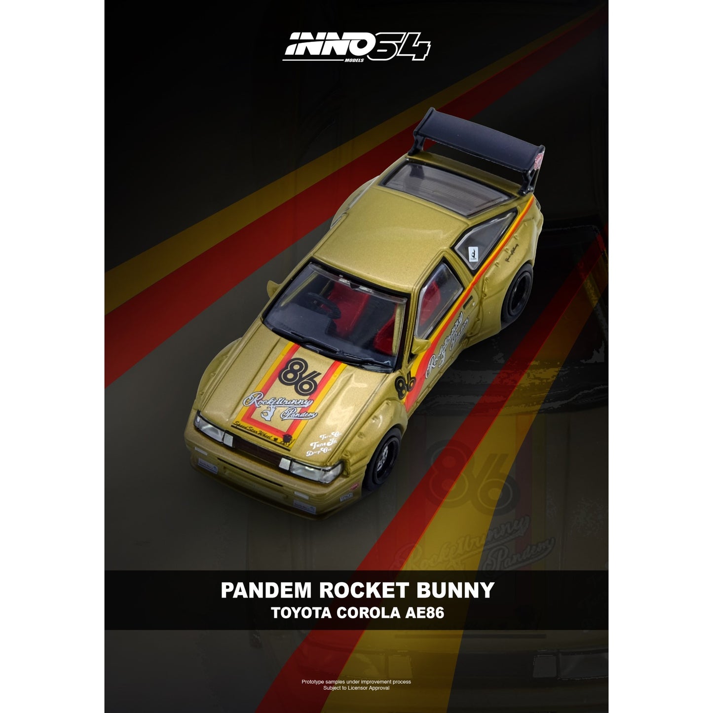 INNO64 - Pre-Order - Toyota Corolla AE86 PANDEM ROCKET BUNNY - IN64-AE86P-GLD