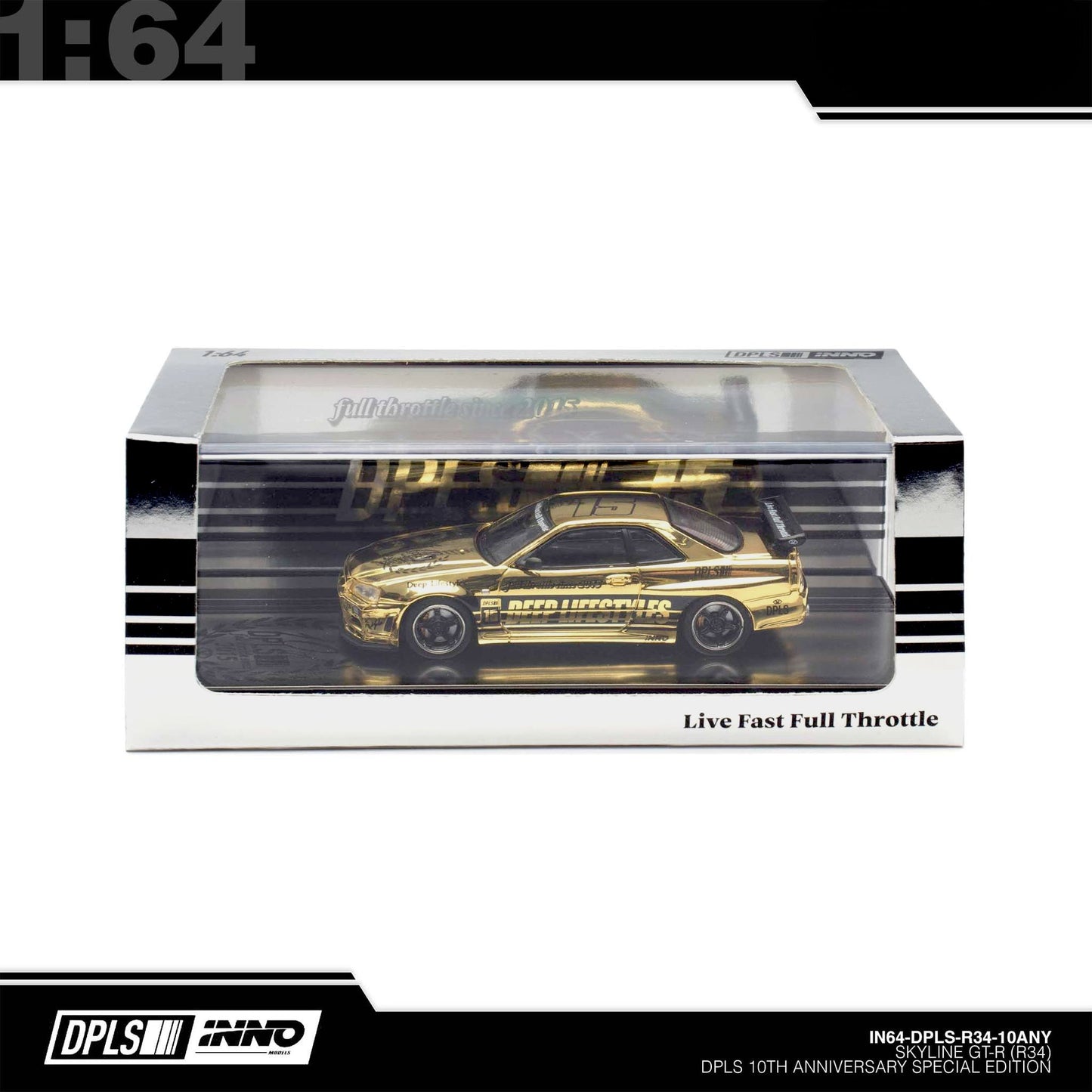 INNO64 X DPLS 10TH Annyversary Nissan Skyline GT-R (R34),gold