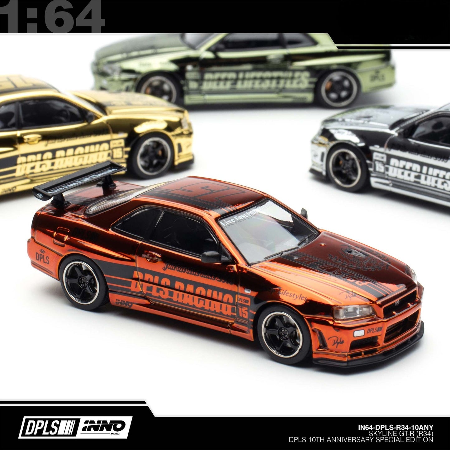 INNO64 - Pre-Order - INNO64 X DPLS 10TH Annyversary Nissan Skyline GT-R (R34) Boxset
