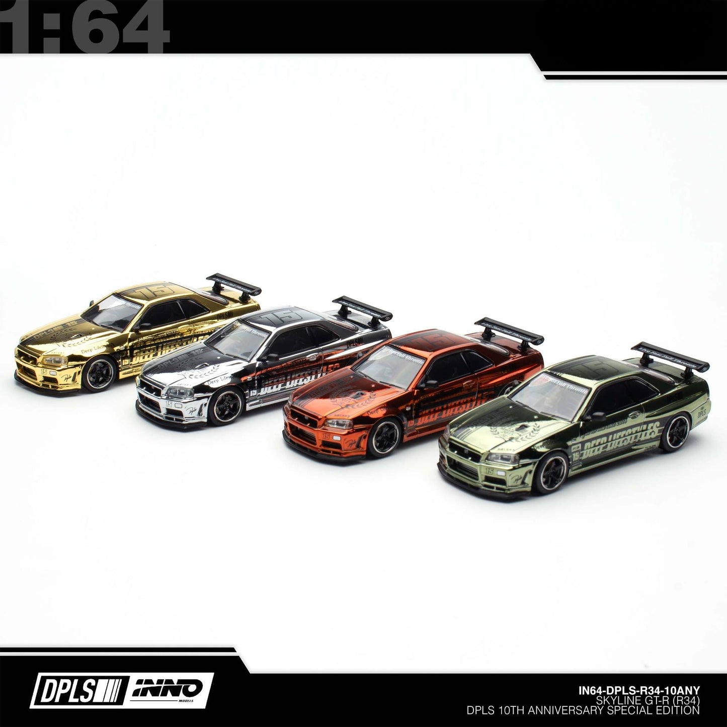 INNO64 - Pre-Order - INNO64 X DPLS 10TH Annyversary Nissan Skyline GT-R (R34) Boxset