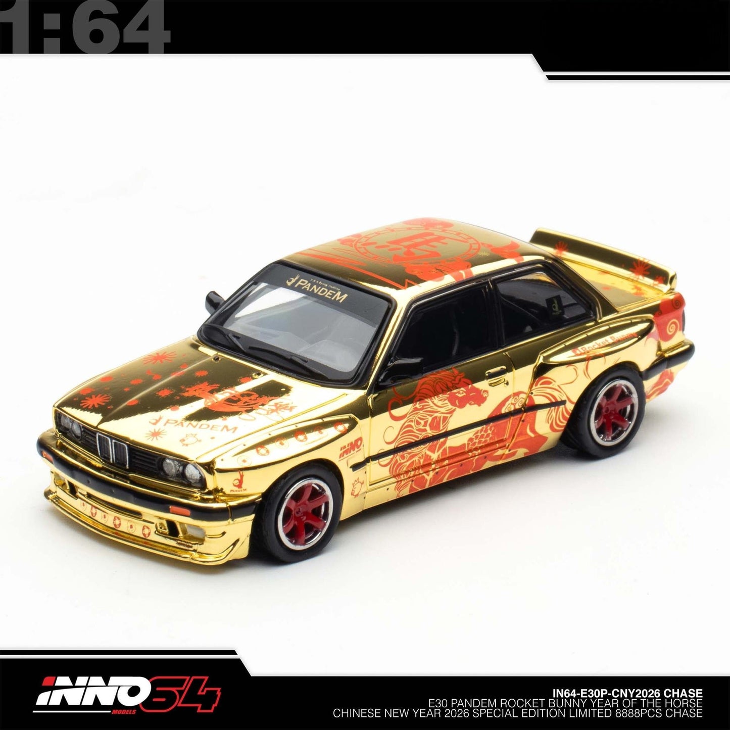 INNO64 - Pre-Order - PANDEM ROCKET BUNNY BMW E30 The Year Of The Horse 2026 - Chase Car gold