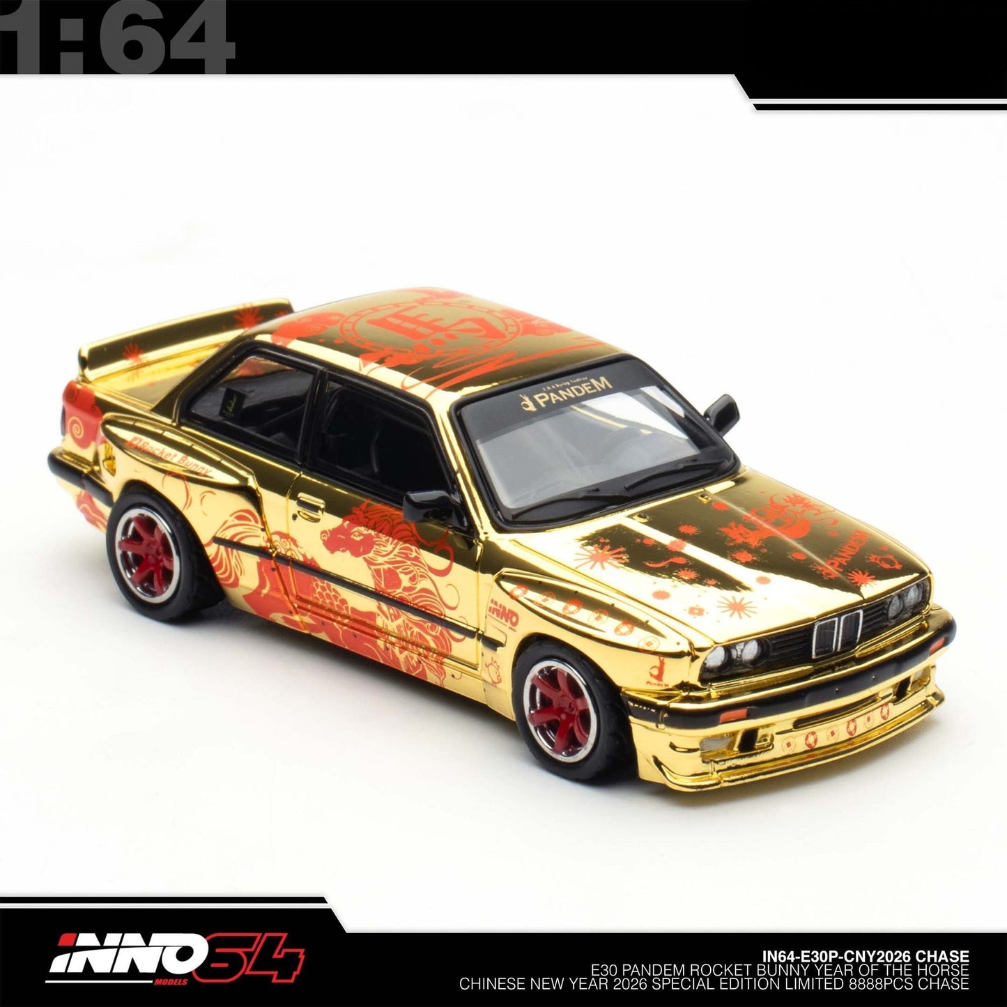 INNO64 - Pre-Order - PANDEM ROCKET BUNNY BMW E30 The Year Of The Horse 2026 - Chase Car gold