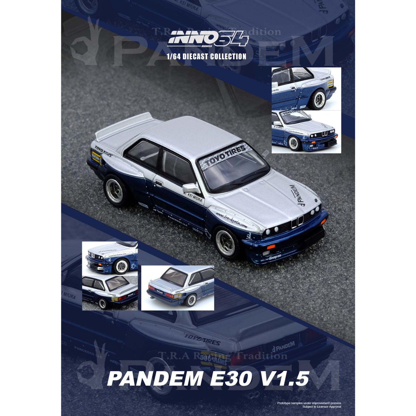 INNO64 - Pre-Order - PANDEM E30 M3 Silver/Blue - BMW M3 - IN64-E30P-SILBLU