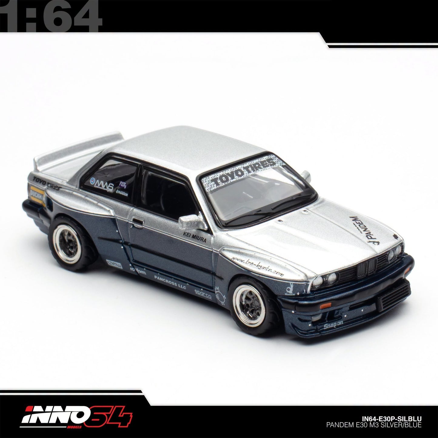 INNO64 - Pre-Order - PANDEM E30 M3 Silver/Blue - BMW M3 - IN64-E30P-SILBLU