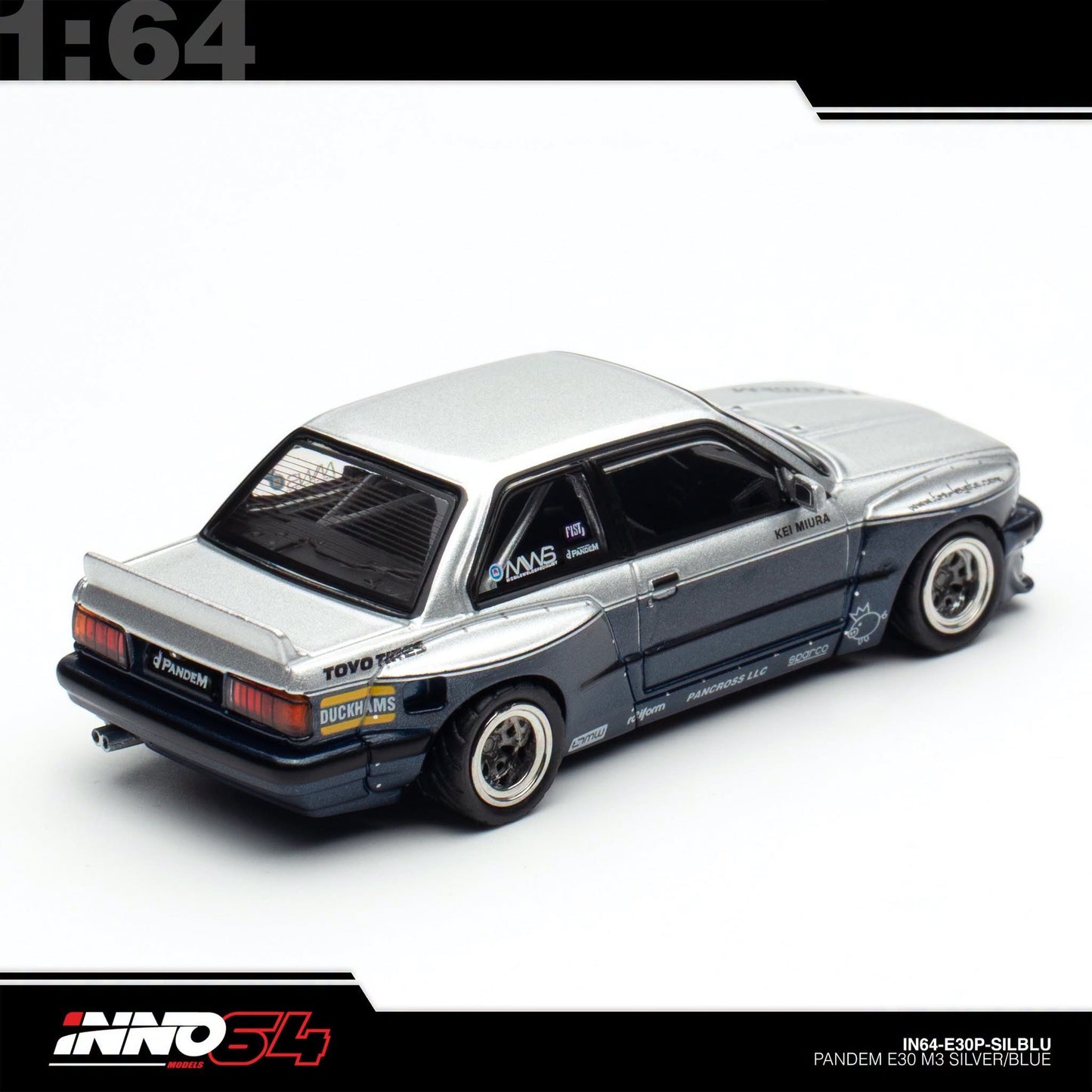 INNO64 - Pre-Order - PANDEM E30 M3 Silver/Blue - BMW M3 - IN64-E30P-SILBLU