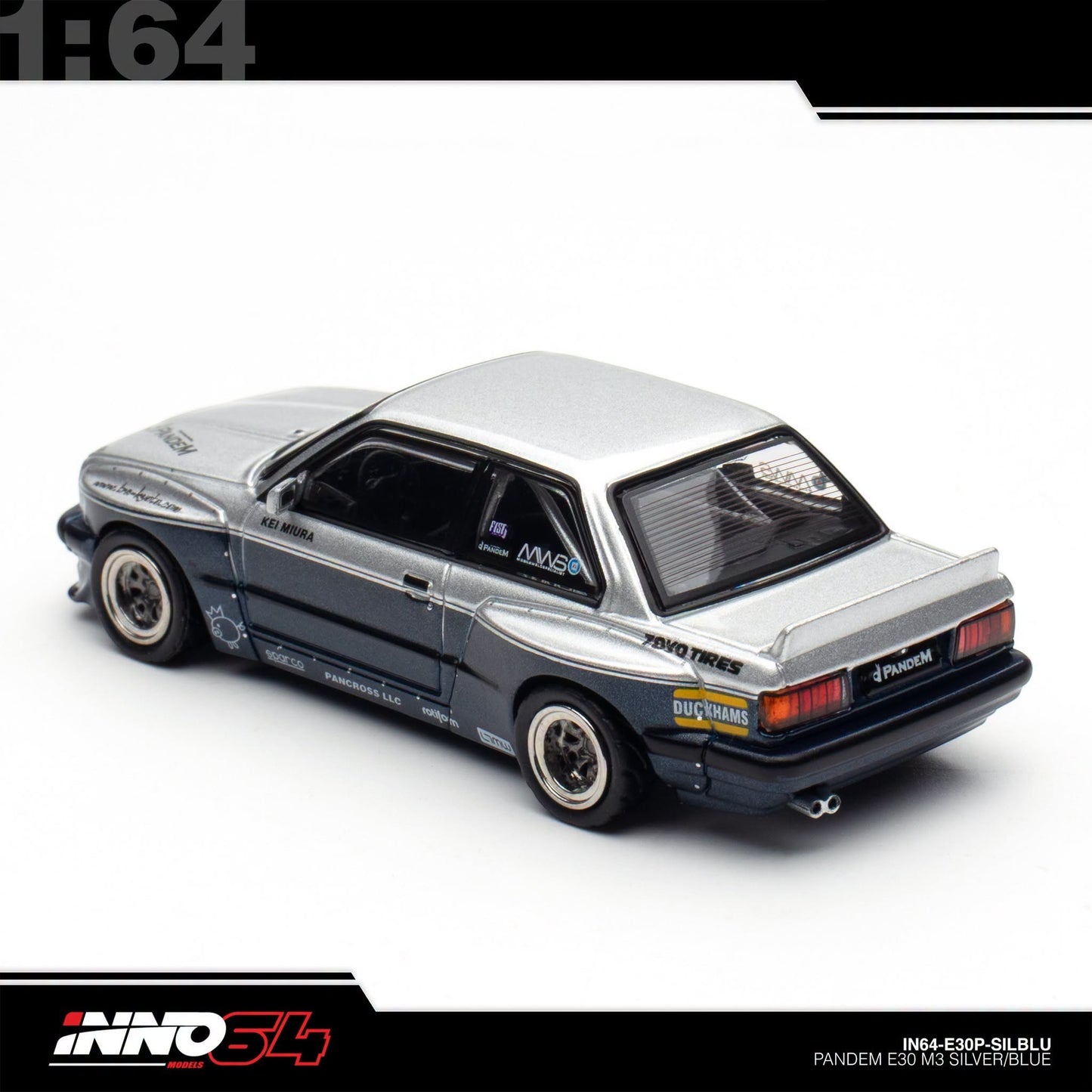 INNO64 - Pre-Order - PANDEM E30 M3 Silver/Blue - BMW M3 - IN64-E30P-SILBLU