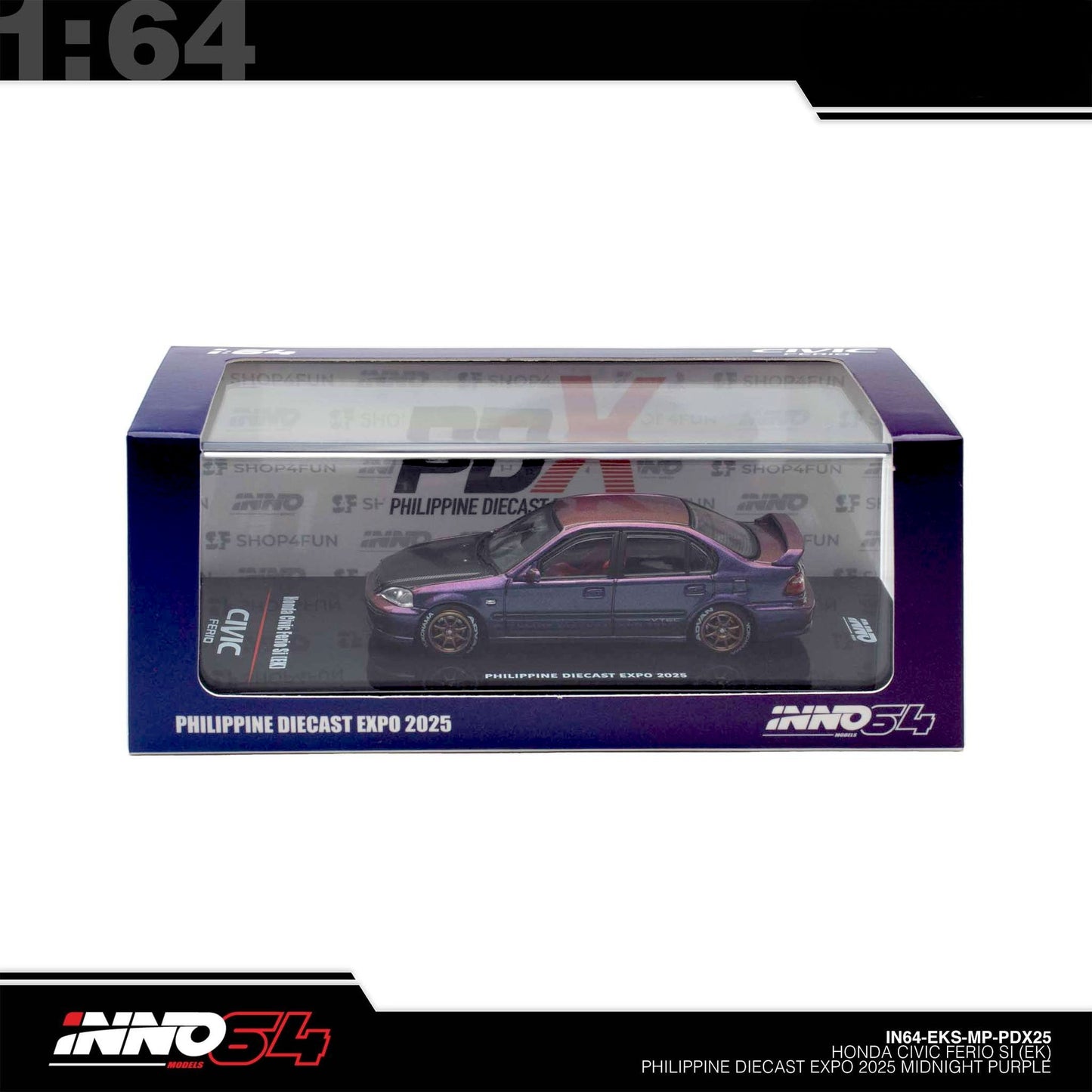 INNO64 - Honda Civic Ferio Si (EK) Philippine Diecast Expo 2025 Midnight Purple IN64-EKS-MP-PDX25