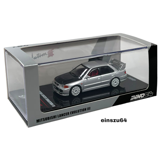INNO64 - Mitsubishi Lancer Evolution III, silver with carbon - IN64-EVO3-SIL - 1:64
