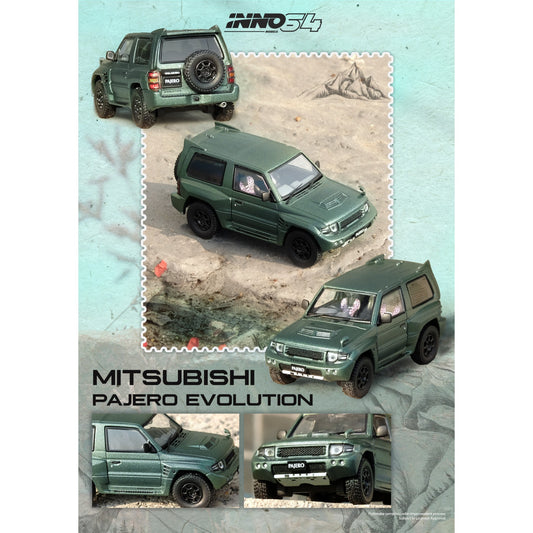 INNO64 - Pre-Order - MITSUBISHI PAJERO EVOLUTION Satin Green - IN64-EVOP-SGRE
